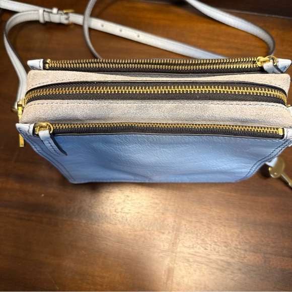 FOSSIL Blue Gray Leather Small Shoulder Crossbody Handbag P - Picture 8 of 14